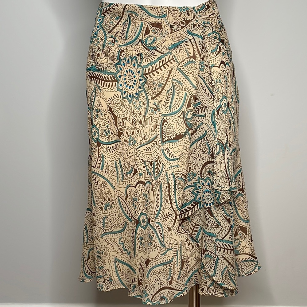 Ann Taylor Loft Silk Flutter Hem Skirt